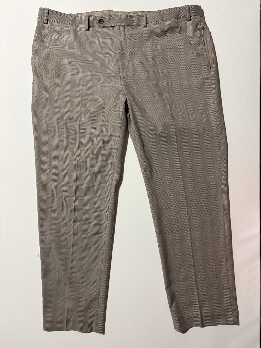Lauren Ralph Lauren Men’s Plaid Dress Pants 42W x 30L Gray Taupe Stretch